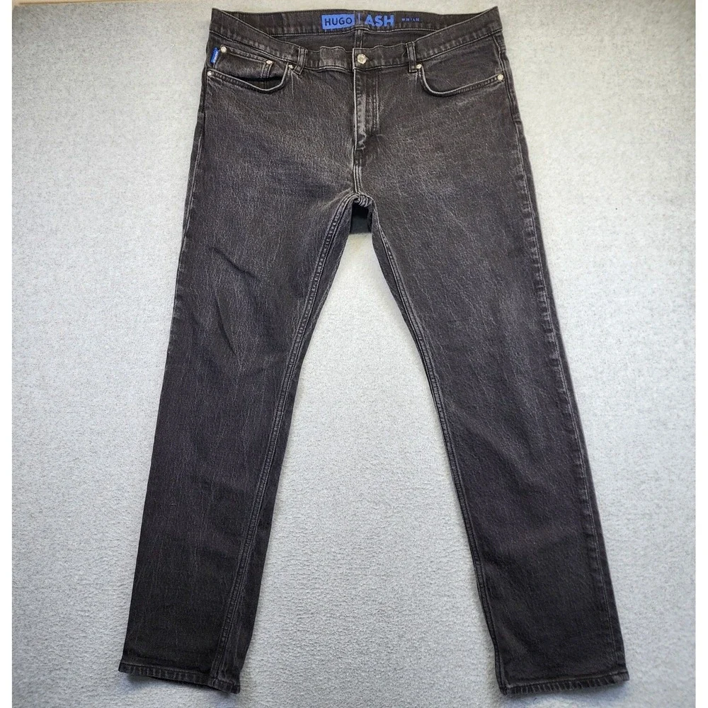 Hugo Boss Ash Mens 38x32 Slim Fit Dark Black Wash Denim